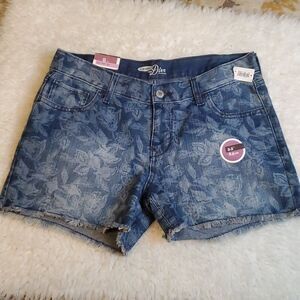 Old Navy Diva Floral Frayed-Hem 3.5 Inseam 5- Pocket Denim Jean Short size 6